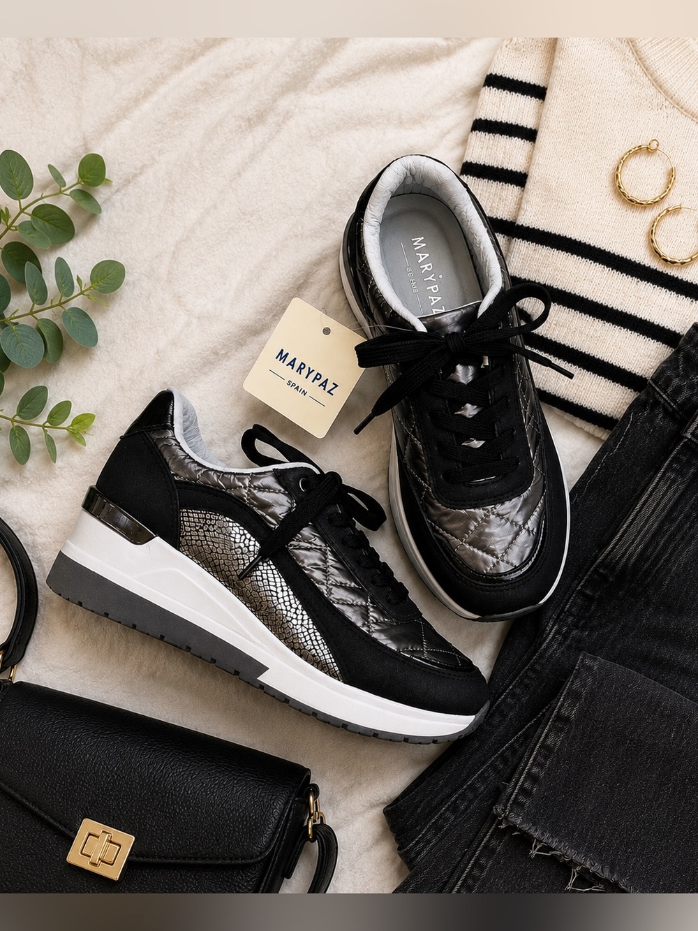 Marypaz Spain Metallic Platform Sneakers EU 39 NWT Chunky Fashion Trainers